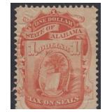 Alabama State Revenue Stamp D1 1866 $1 Documentary