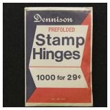 Dennison Stamp Hinges Unopened pack of 1000, stamp