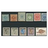 Denmark Stamps #3, 7, 11, Q8-Q9A Mint LH plus a fe