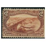 US Stamps #293 Mint Regummed over Thin $2 1898 Tra