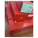 Stamp Supplies - Long Red Dealer Boxes, 7 in banke