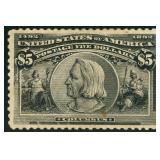 US Stamps #245 Mint Regummed $5 1893 Columbian Exp