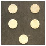 US Coins 5 1964 Kennedy Half Dollars, Circulated,