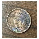 US Coins 1908 Indian Head Cent AU with colorful to