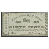 1862 Virginia Obsolete Currency $0.60 TR06-12 Note
