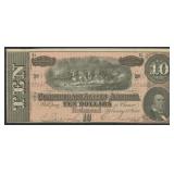 T-68 Confederate States Currency $10 CSA Civil War