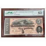 Confederate States of America Paper Money 1864 $5