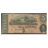 T-69 Confederate States Currency $5 CSA Civil War