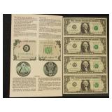 US Paper Money Uncut Sheets of 4 1980s $1 Federal
