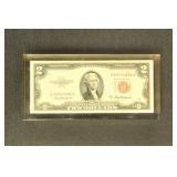 US Paper Money 1953A $2 United States Note in Luci