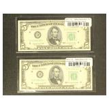US Paper Money 1950C $5 Federal Reserve Notes grou