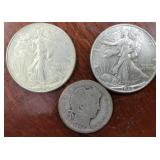 US Silver Coins 1945 Walking Liberty Half Dollars
