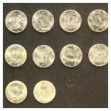 US Coins 10 1964 Kennedy Half Dollars, BU, bid is