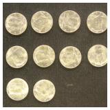 US Coins 10 1964 Kennedy Half Dollars, BU, bid is