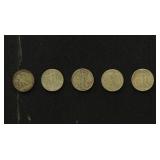 US Coins 5 Walking Liberty Silver Half Dollars, ci