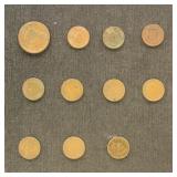US Coins Indian Head & Large Cents, group of 10 In