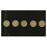 US Coins 5 Walking Liberty Silver Half Dollars, ci