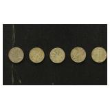US Coins 5 Walking Liberty Silver Half Dollars, ci