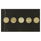 US Coins 5 Walking Liberty Silver Half Dollars, ci