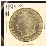 US Coin 1884-CC Morgan Silver Dollar, cleaned