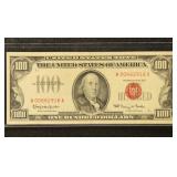 US Paper Money 1966 $100 United States Note Red Se
