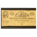 CSA Paper Money 1862 $2 Second Series Note, circul