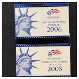 US Proof Sets 2005 & 2006 group of 2