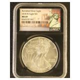 US Coins 2018-W Burnished Silver Eagle Graded MS69