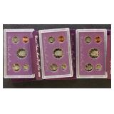 US Proof Sets 1989, 1990, & 1991 group of 3
