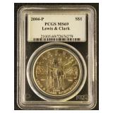 US Silver Coin 2004-P Lewis & Clark Dollar MS69 PC