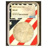 US Coin 2003 Silver Eagle MS69 NGC Graded Silver D