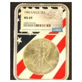US Coin 1986 Silver Eagle MS69 NGC Graded Silver D