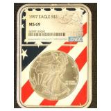 US Coin 1997 Silver Eagle MS69 NGC Graded Silver D