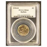 US Coin 1938-D Buffalo Nickel MS66 PCGS Graded