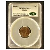 US Coin 1931-S Penny XF Details CAC Graded