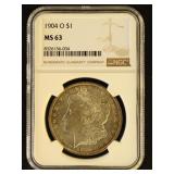 US Coins 1904-O Morgan Silver Dollar Graded MS63 b