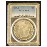 US Coin 1899-S Morgan Silver Dollar Graded AU58 by