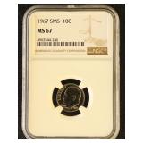US Coin 1967 Roosevelt Dime MS67 NGC Graded