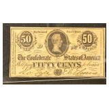 CSA Paper Money 1864 50 Cent Note, T-72