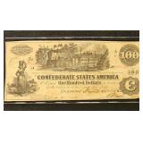 CSA Paper Money 1862 $100 Note, circulated