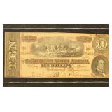 CSA Paper Money 1864 $10 Note, T-68, circulated