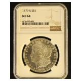 US Coins 1879-S Morgan Silver Dollar Graded MS64 b