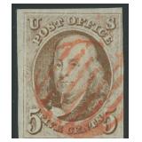 US Stamps #1 Used Four Margin CV $425