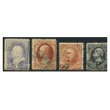 US Stamps #212, 217, 228, 283 Used CV $100+