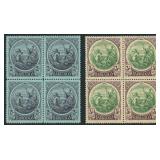 Barbados Stamps #137-138 Mint HR Blocks 4 CV $390