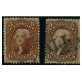 US Stamps #75, 76 Used 1861 & 1863 Jeffers CV $540