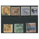 US Stamps #112-117, 119 Used, some small faults CV