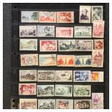France Stamps Used Selection on Pages, mid 20th ce