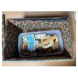 Hand Painted Metal Yarn Box with Supplies