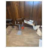 Assorted Collectibles: Scale, Lamp, and Chicken Figurines
